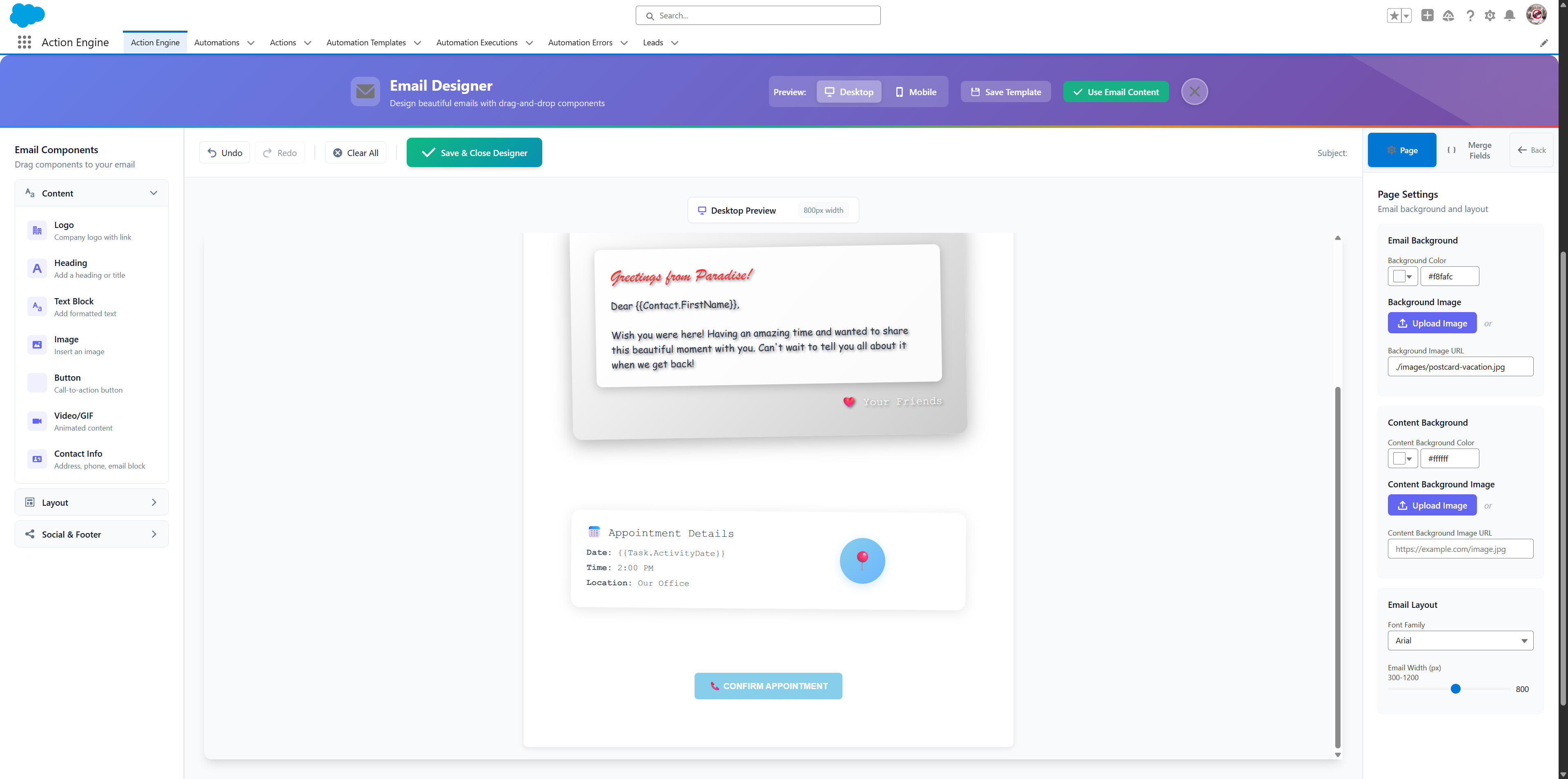 Beautiful email designer showing professional email templates