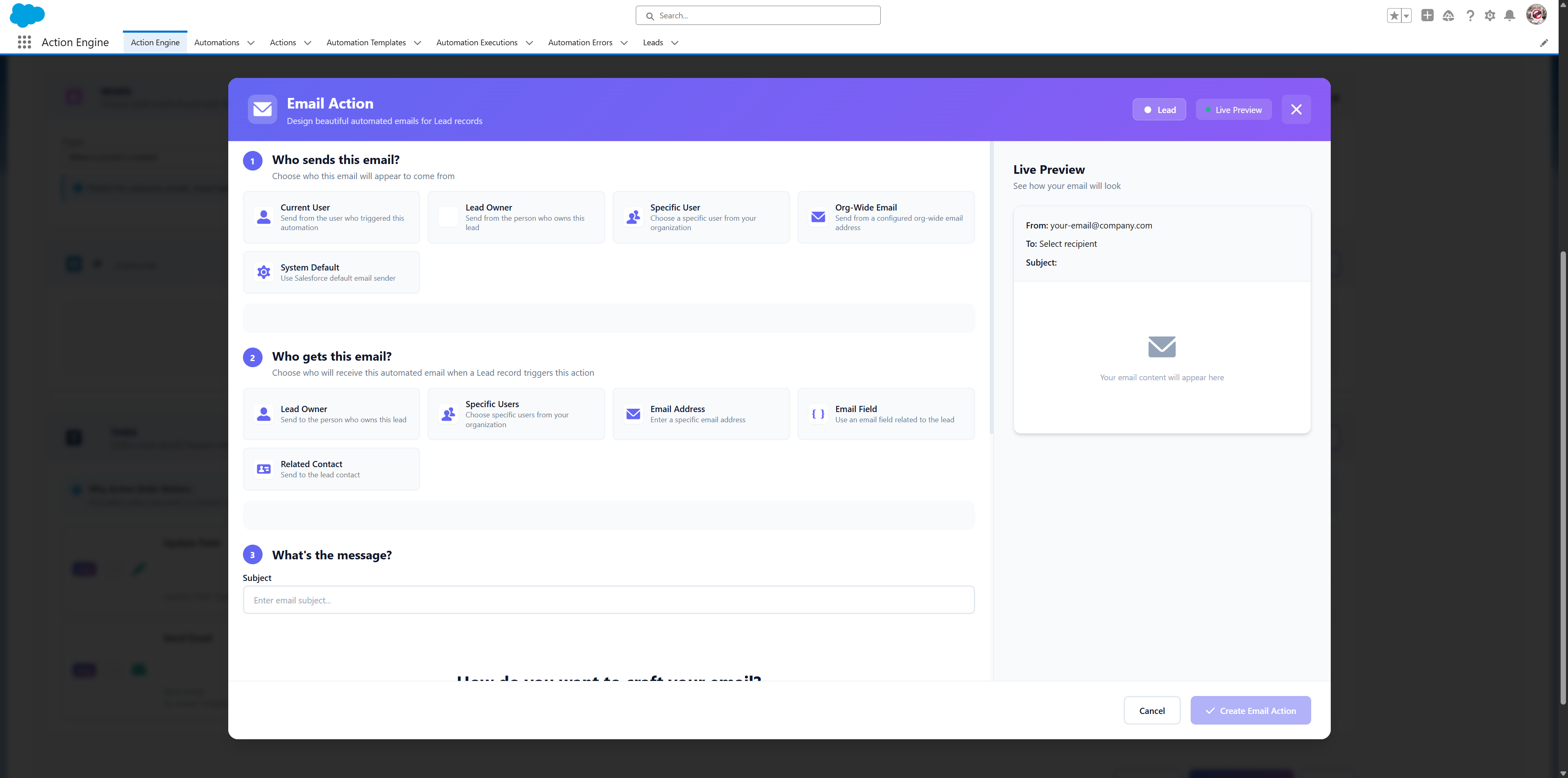 Smart recipient selection interface showing sender and receiver options